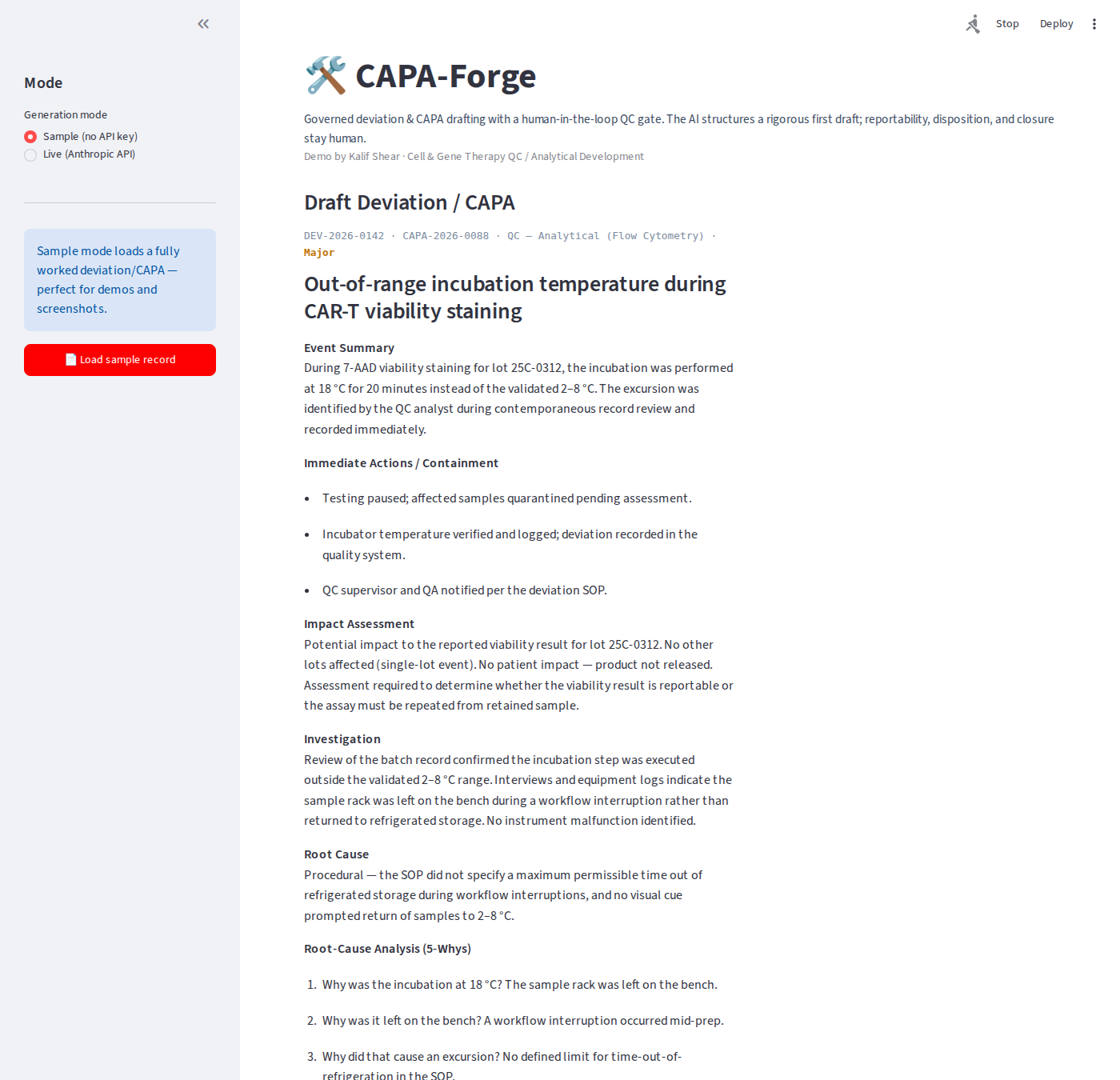 CAPA-Forge: Deviation and CAPA Drafting