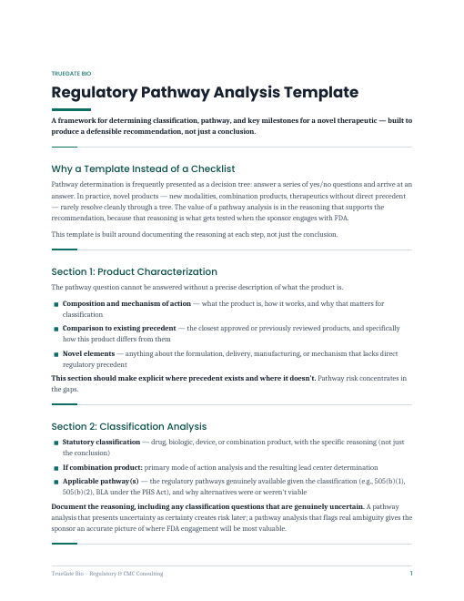 Regulatory Pathway Analysis Template
