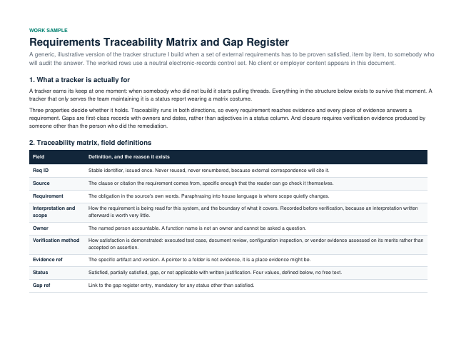 Requirements Traceability Matrix and Gap Register