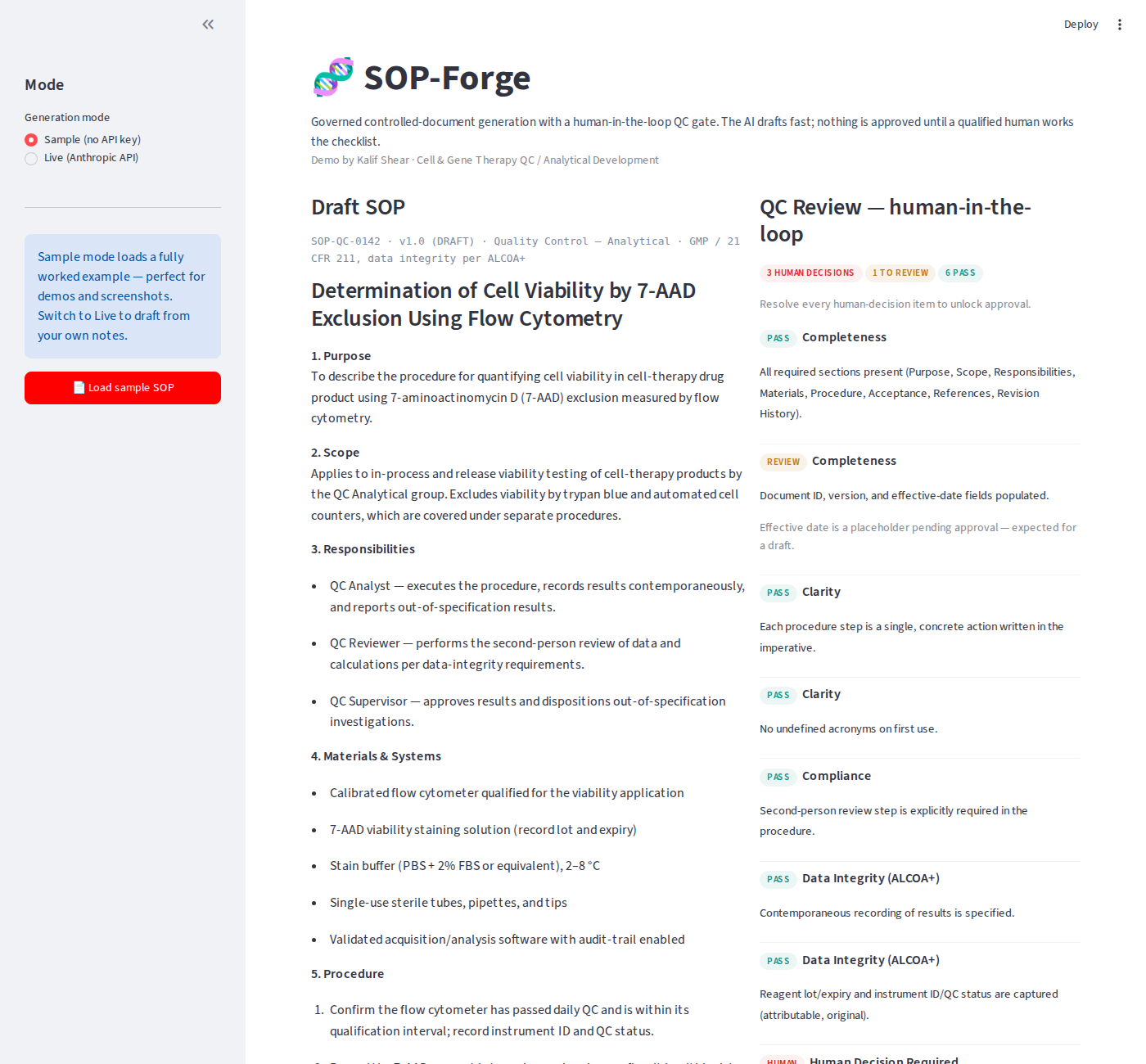 SOP-Forge: Governed SOP Generator