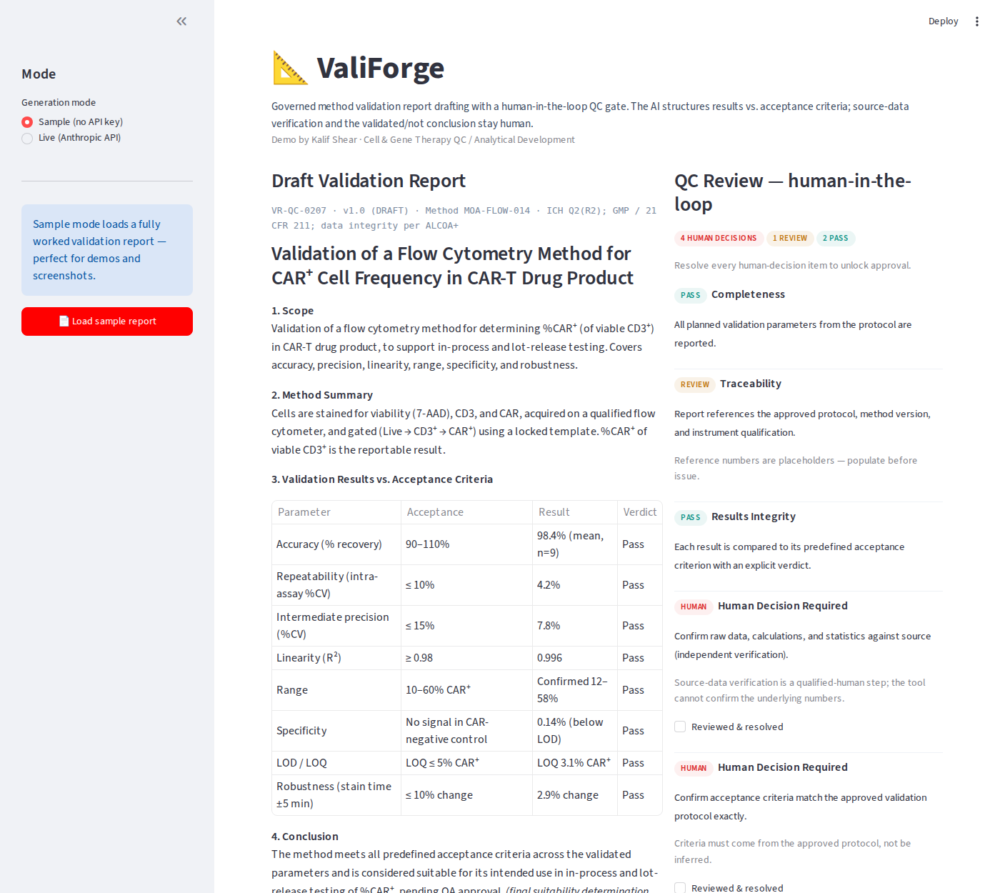 ValiForge: Validation Report Generator